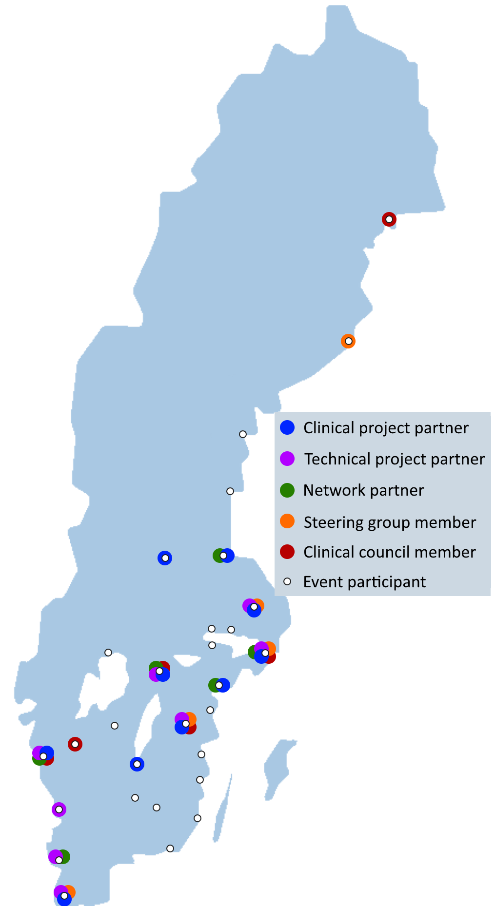 Distribution of AIDA partners in Sweden